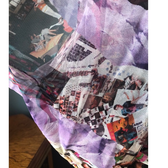 Simon Chang black and printed mesh overlay long sleeve dress EUC - Picture 6 of 16